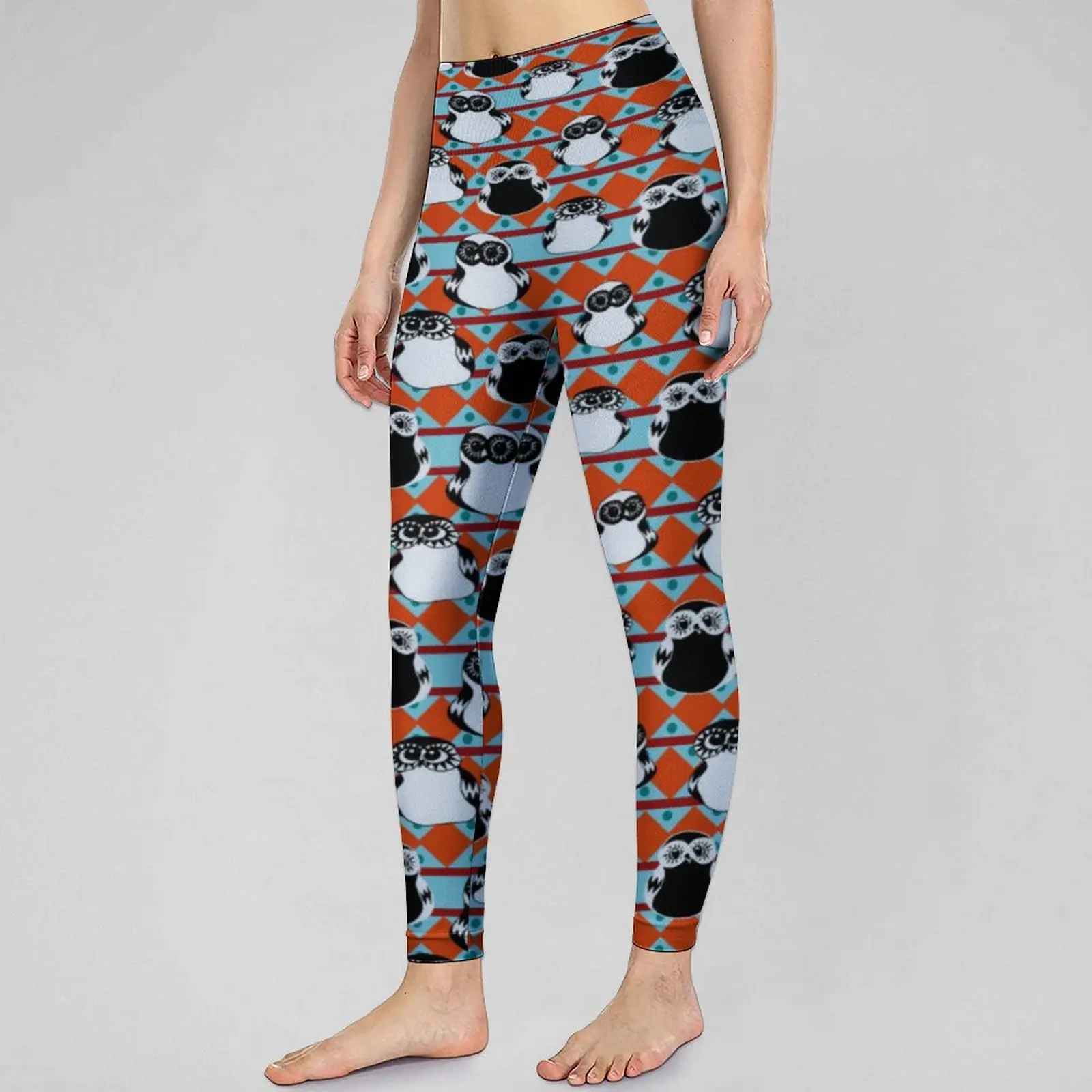 

Бесшовные штаны для йоги с Африканской совой, женские ретро-леггинсы с геометрическим принтом, сексуальные повседневные спортивные Леггин...