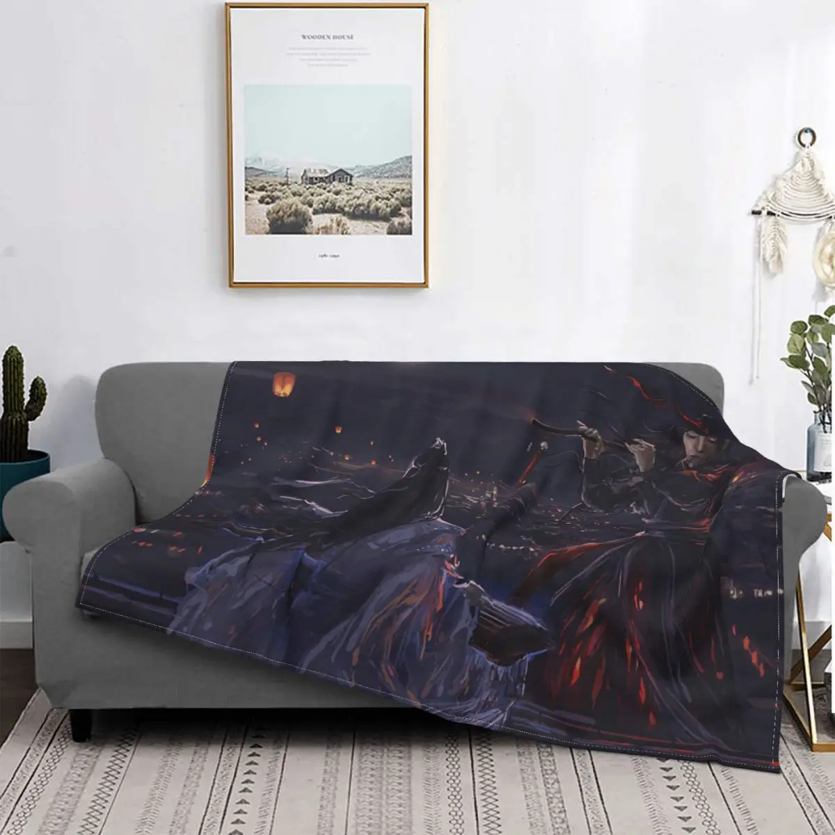 

Mo Dao Zu Shi Blanket Fleece All Season Weiying Lan Wangji Anime Portable Soft Throw Blankets for Home Bedroom Bedspread