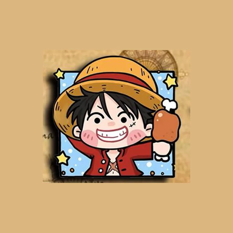 Фото Магнит на холодильник One Piece: Монки Д. Луффи, Ророноа Зоро, Фрэнки, Усопп — квадратная Q-версия, милые иллюстрации в стиле манга, акриловые, с изображением половины головы персонажей №2