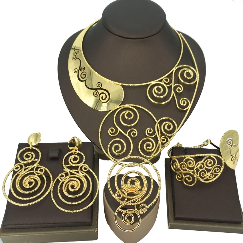 

Yuminglai Gold Color Dubai Jewelry Sets for Women African Luxury Jewelries Brazilian Gold Jewelry Sets FHK14312