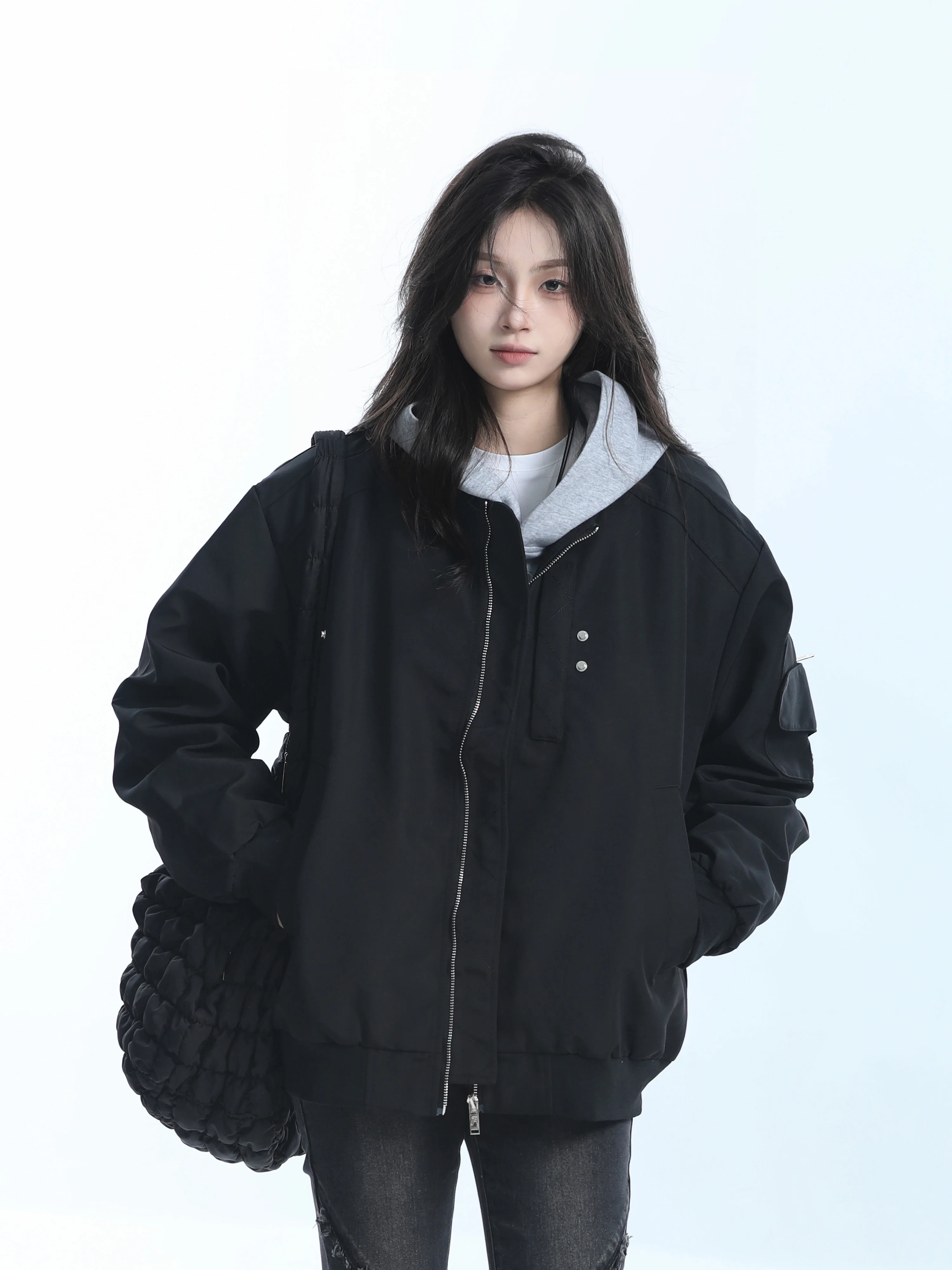 [Sitting in the Mountains] American vintage Vintage Baseball Uniform Outerwear Women Neutral Sle Loose Fashion Brand Jacket...