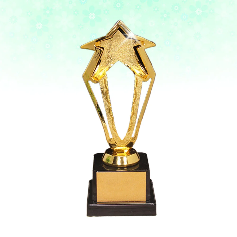 

Golden 27.5cm Hollow out Star Design Award Trophy Plastic Reward Prizes Decor Competition Gift Awards Trophy with Base for