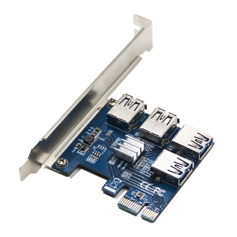 

PCI-E Riser Board 1 to 4 GPU Extender Riser Card USB 3.0 GPU Adapter 16X Slots