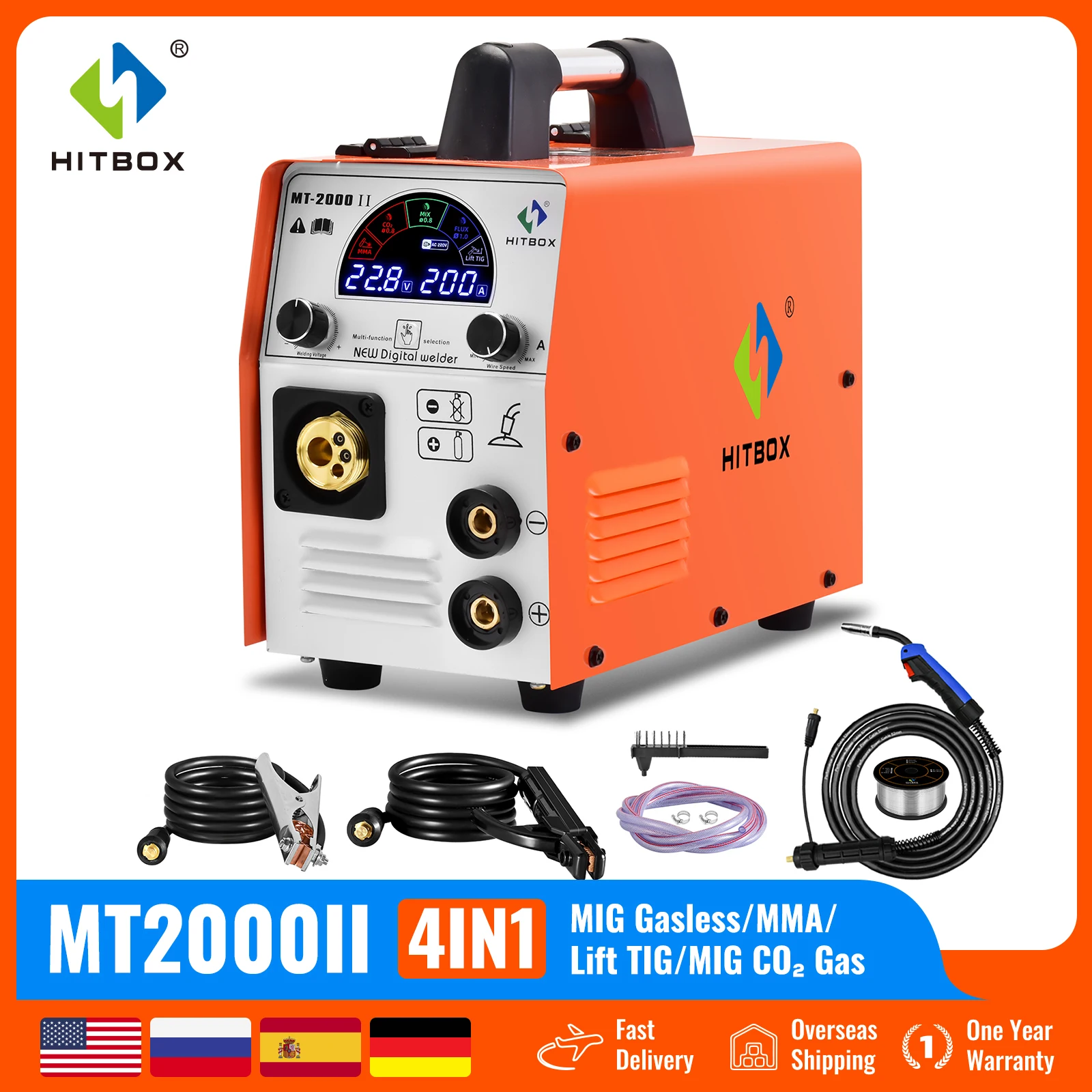 HITBOX MT2000II MIG 5 в 1 полуавтоматический сварочный аппарат IGBT инвертор с газом/Mig без