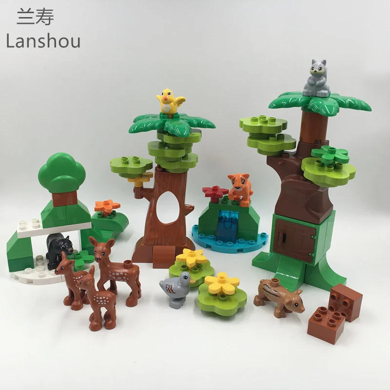 Большие строительные блоки серия лесных растений цветок трава дерево уличное