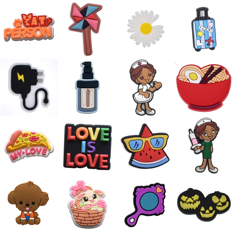 

Single Sale 1Pcs PVC Shoes Charms for Croc DIY Wristband Hole Slipper Decoration Accessories Kids Adult X-mas Gifts