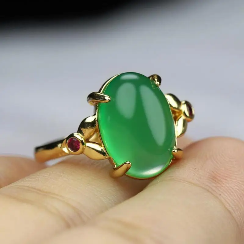 

Natural Green Jade Ring Adjustable Women Healing Gemstone Fine Jewelry Genuine Myanmar Jadeite Burma Jades Rings Anillos Mujer