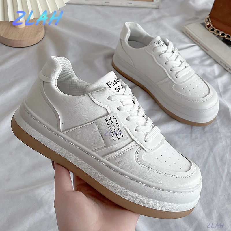 

New Fashion Women's Casual Sneakers Zlah Ladies Thick Sole Sneakers Mixed Color Comfortable Flat Shoes Fashion Women's Sneakers