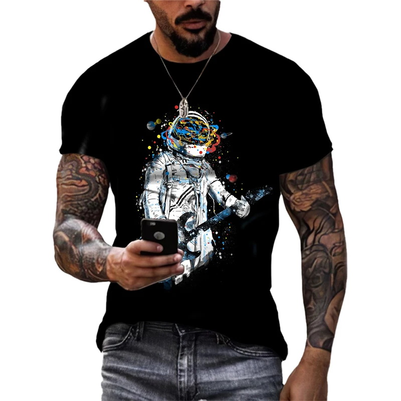 

Модные 3D креативные футболки с астронавтом, мужские футболки в стиле хип-хоп, уличный стиль, Забавные футболки в стиле хип-хоп, индивидуальный Топ в стиле Харадзюку с коротким рукавом