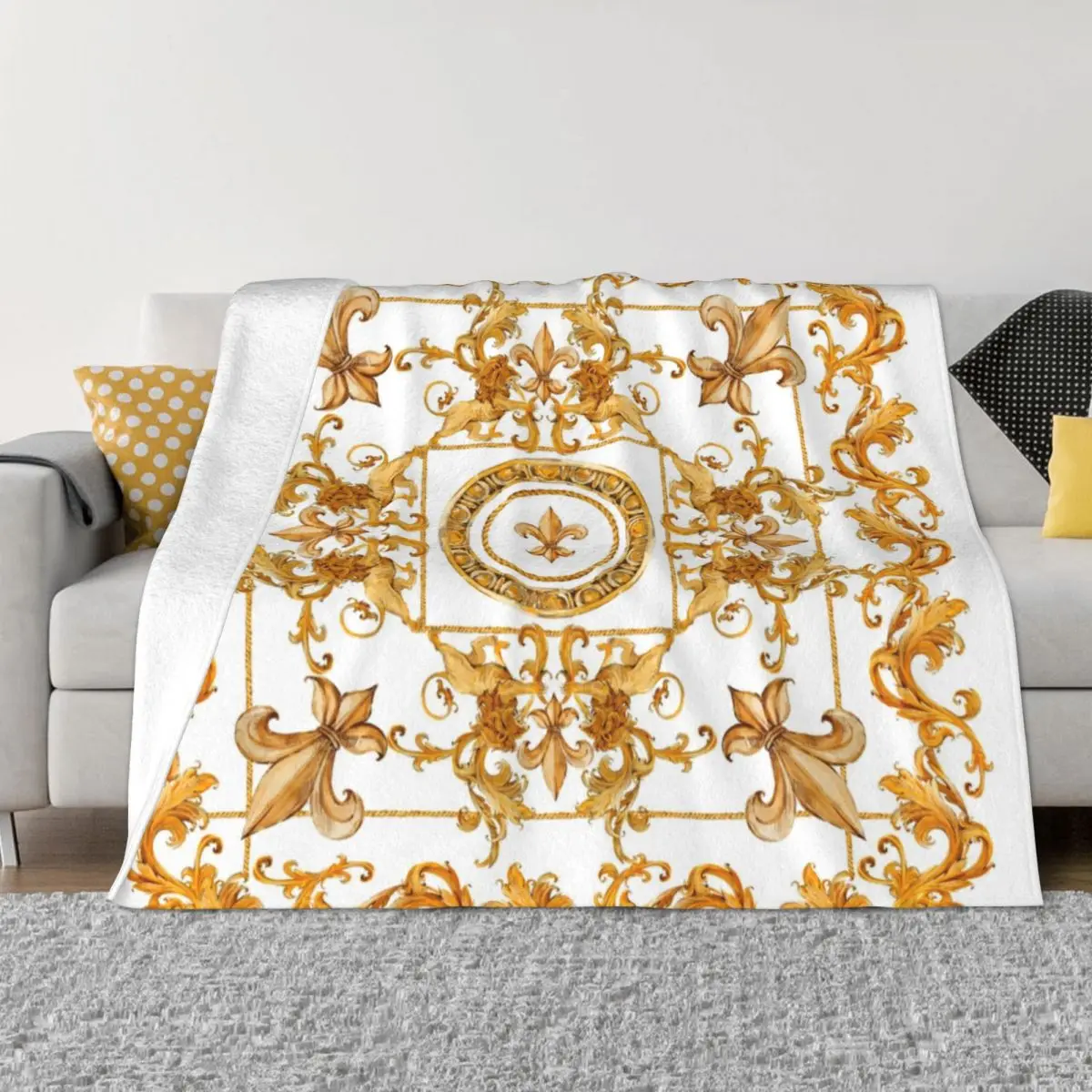 Одеяла с орнаментом Золотого льва и Дамаска флисовое многофункциональное легкое