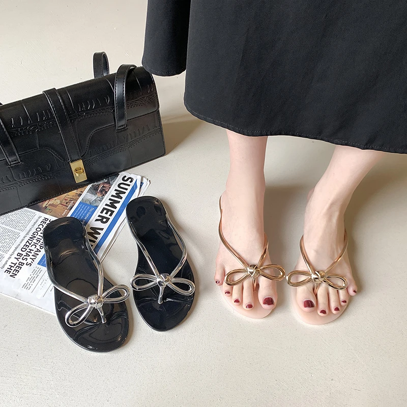 

2022 Big Size Slides Ladies Indoor Flip-flops Bathroom Slippers Women Flip Flop Female Shoes Home Indoor Butterfly-knot Shoes