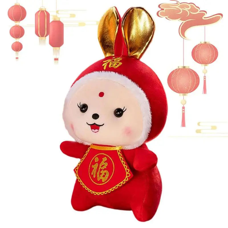 

2023 Chinese New Year Rabbit Plush Toy Chinese Style Tang Suit Soft Lucky Bunny Stuffed Doll Mascot Cute Bunny Toy Room