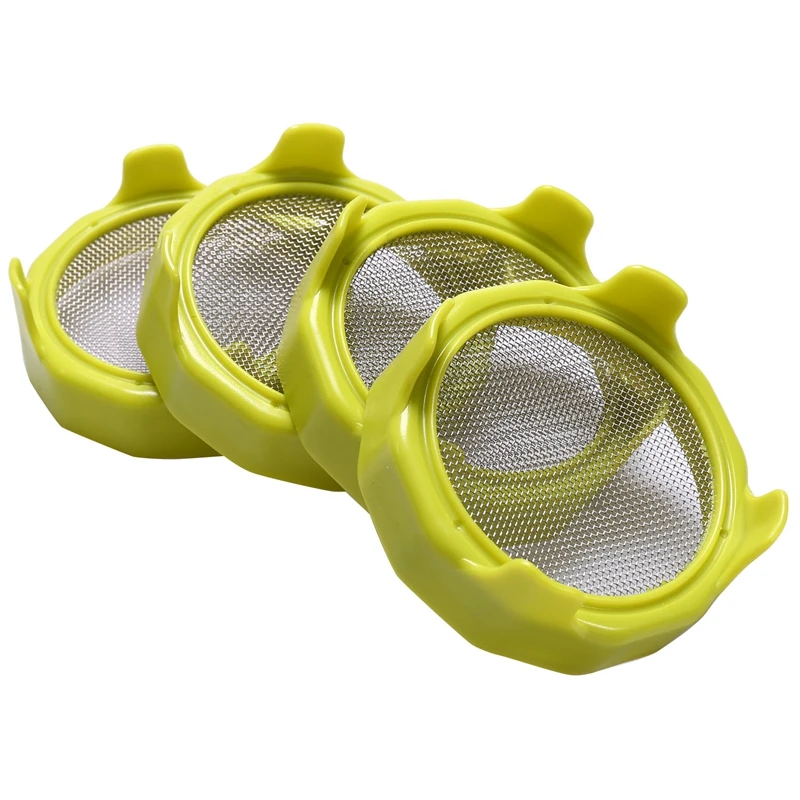 

4Pcs Vegetable Growing Germination Sprouting Lids Mesh Sprout Cover Kit Sealing Ring Lid For Regular Wide Mouth Mason Jars