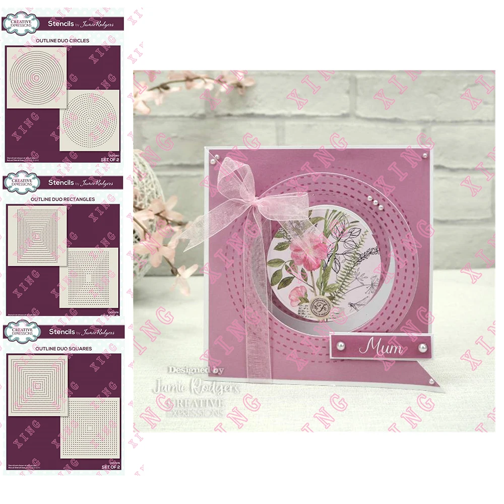 Новинка круги прямоугольные квадраты набор из 2 трафаретов для самостоятельного