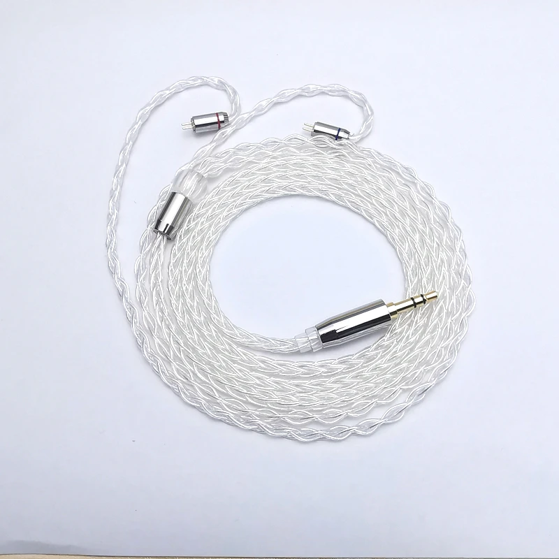

Go 8 Core Pure Silver Earphone Upgrade Cable Balanced Wire 2.5/3.5/4.4MM Plug With MMCX/2PIN/QDC for TIN\TFZ Headsets