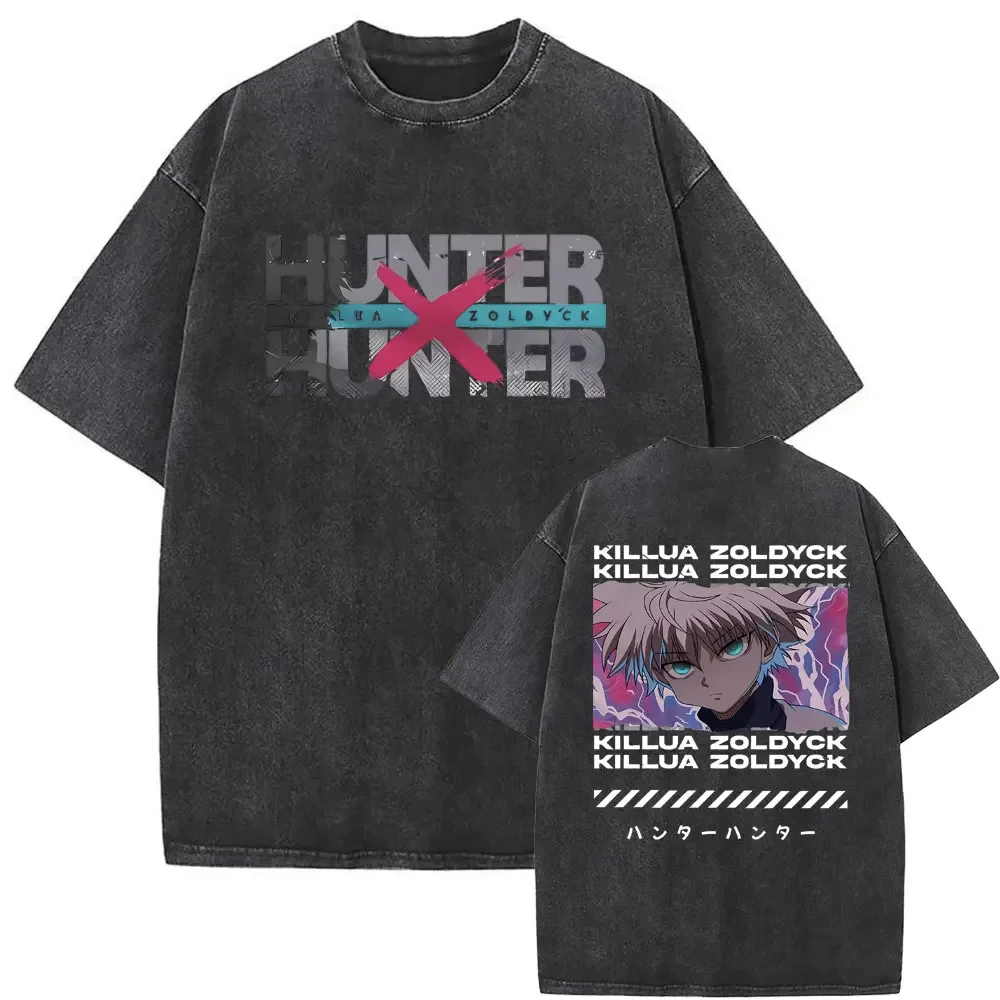 

Washed Vintage Anime Hunter X Hunter T-shirt Killua Zoldyck Manga Graphics Print Tshirt Men Fashion Oversized T Shirt Streetwear