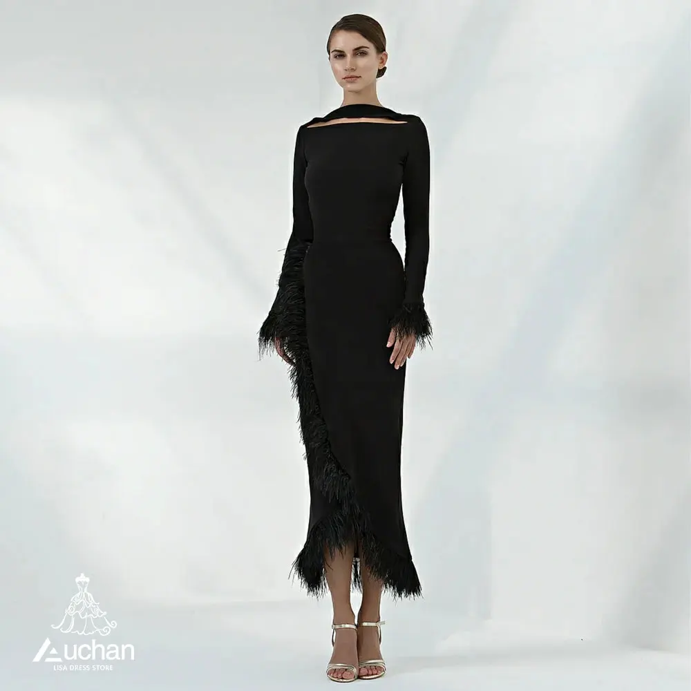 

Auchan Prom Dress Evening Dress Long Sleeves Ankle Length Elegant Wedding Party Formal Gowns For Women Arabic