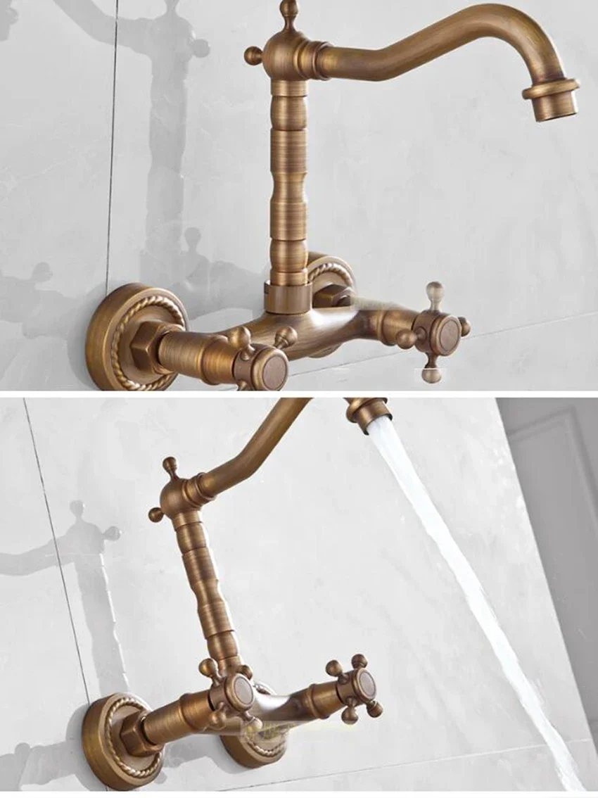 Смесители для раковины античная латунь настенный смеситель кухни ванной комнаты