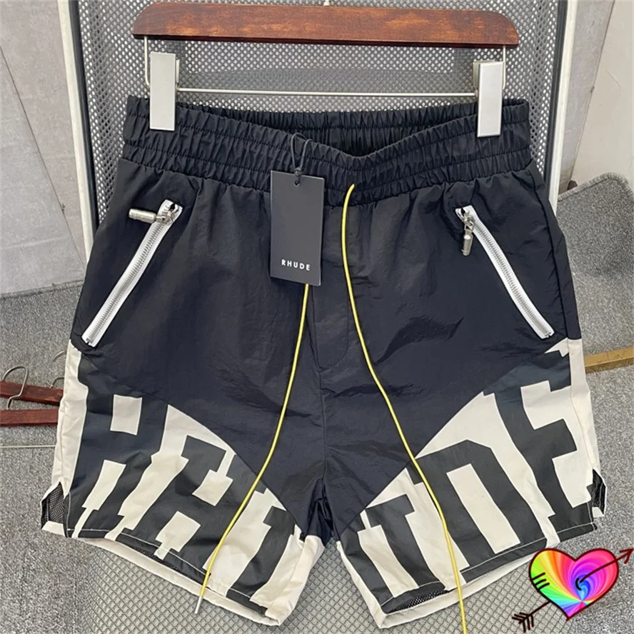 

Black Rhude Mesh Shorts Men Women 1:1 Quality Rhude Shorts Pill Zip Pockets Slightly Oversize Premium Nylon Flight Breeches