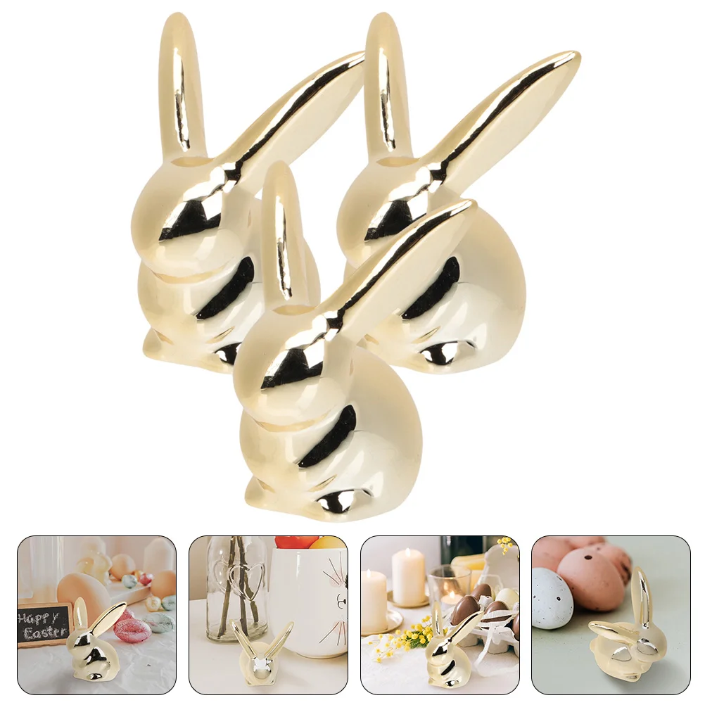 

3pcs Ceramic Bunny Figurines Mini Bunny Figurine Mini Bunny Table Decor