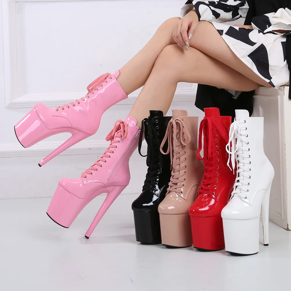 

Fashion Sexy Knight Female 8 Inch High Heel Platform Ankle Boots for Women Autumn Winter Shoes 15-23cm Black Pole Dancing Boots