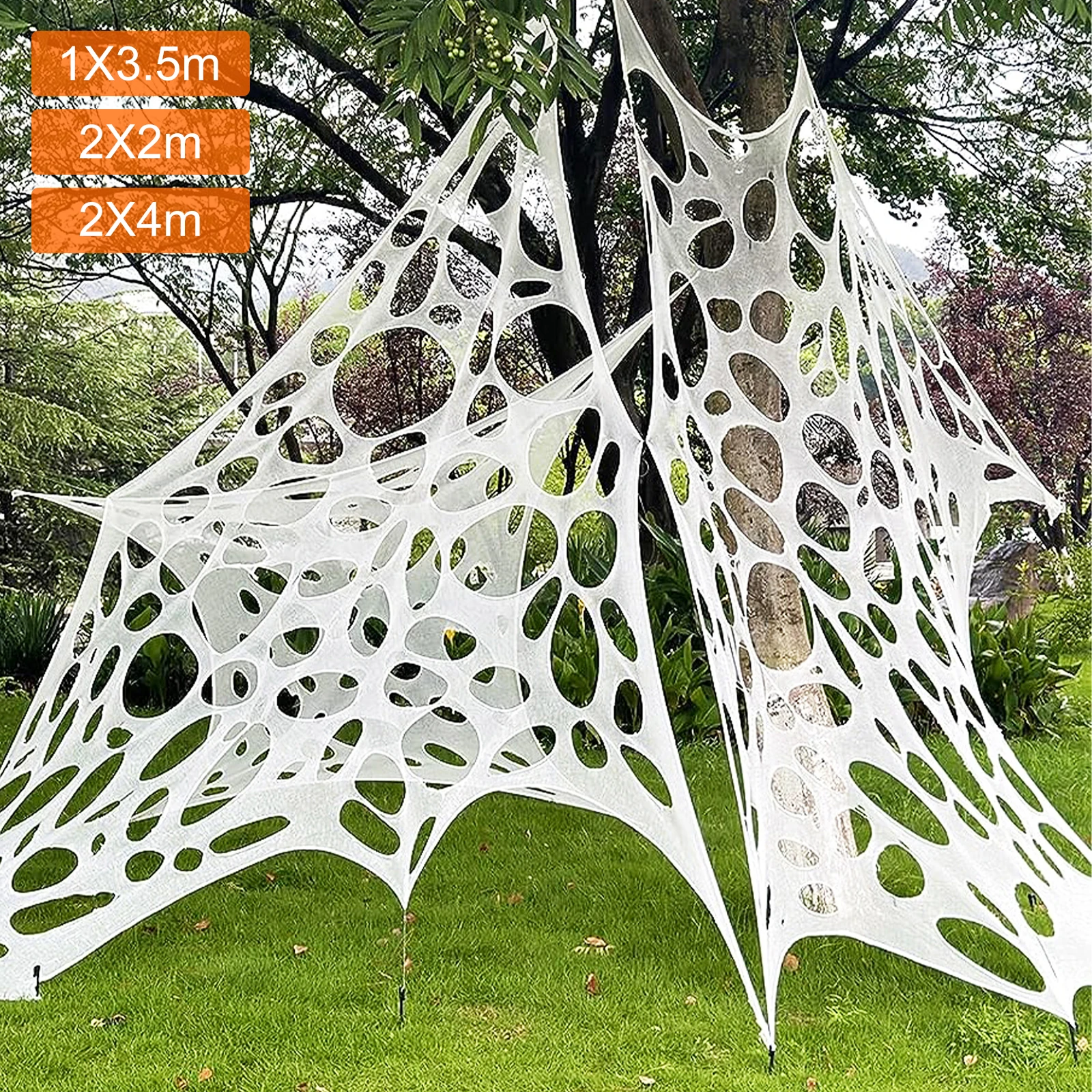 

6.5ft Spider Web Halloween Decorations Outdoor Stretchy Spiders Netting Cut-Your-Own Flexible Spider Netting Reusable Washable