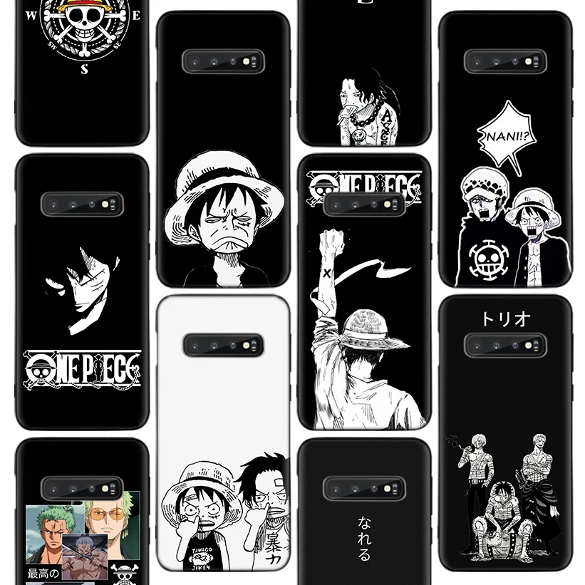 

One Piece Black Art Crtoon Phone Case For Samsung Galaxy S10 Plus S20 FE S21 S22 Ultra S10E S8 S9 + S7 Edge J4 Housing Shell Coq