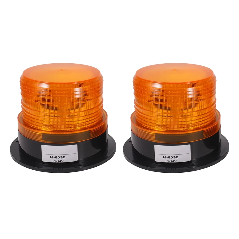 

2 x Amber LED Beacon Strobe Emergency Flashing Light Warning Lamp Truck 12V 24V