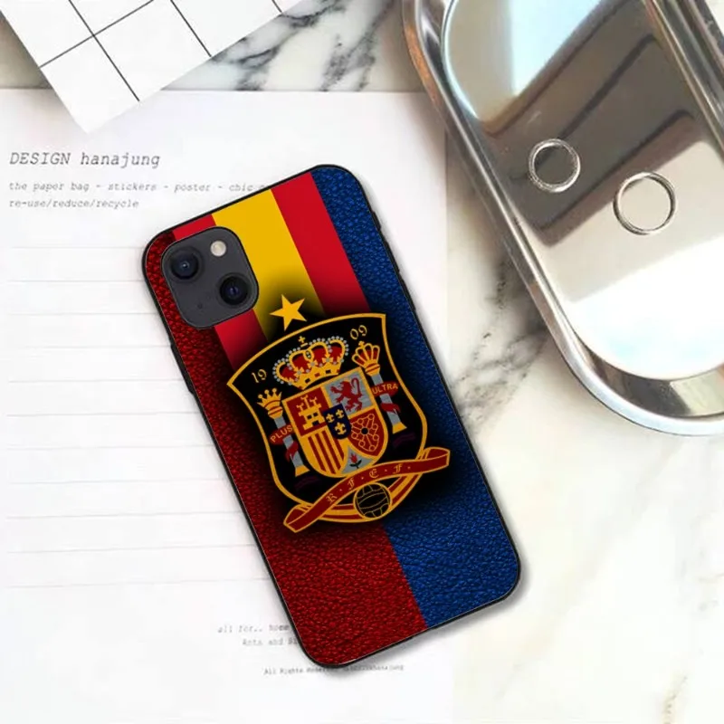 Spain National Phone Case For IPhone 14 13 12 11 XS X 8 7 6 Plus Mini Pro Max SE 2022 Soft Black Phone Cover images - 6