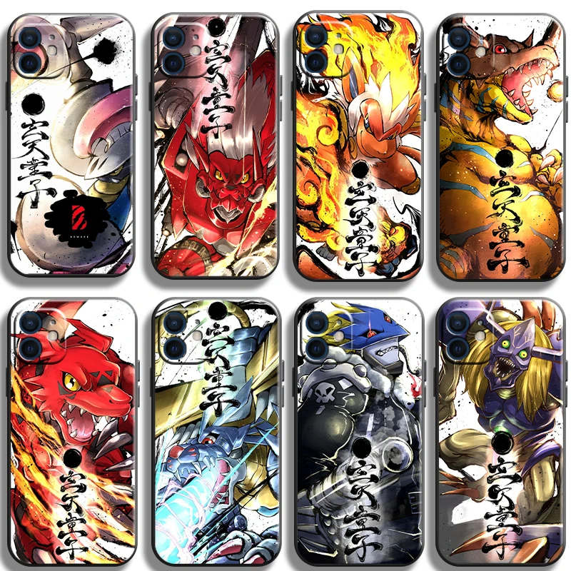 

Digimon Anime Funda Phone Case For iPhone 11 13 12 Pro Max 12 13 Mini X XR XS MAX SE 2020 7 8 6s Plus Celular Black Unisex