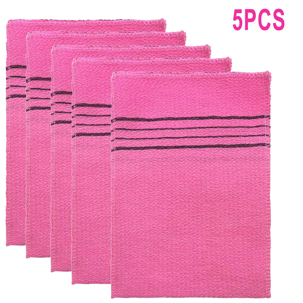 

5Pcs Double Korean Italy Asian Exfoliating Bath Washcloth Body Scrub Shower Soft Towels Portable For Adults Coarse Grain Brush