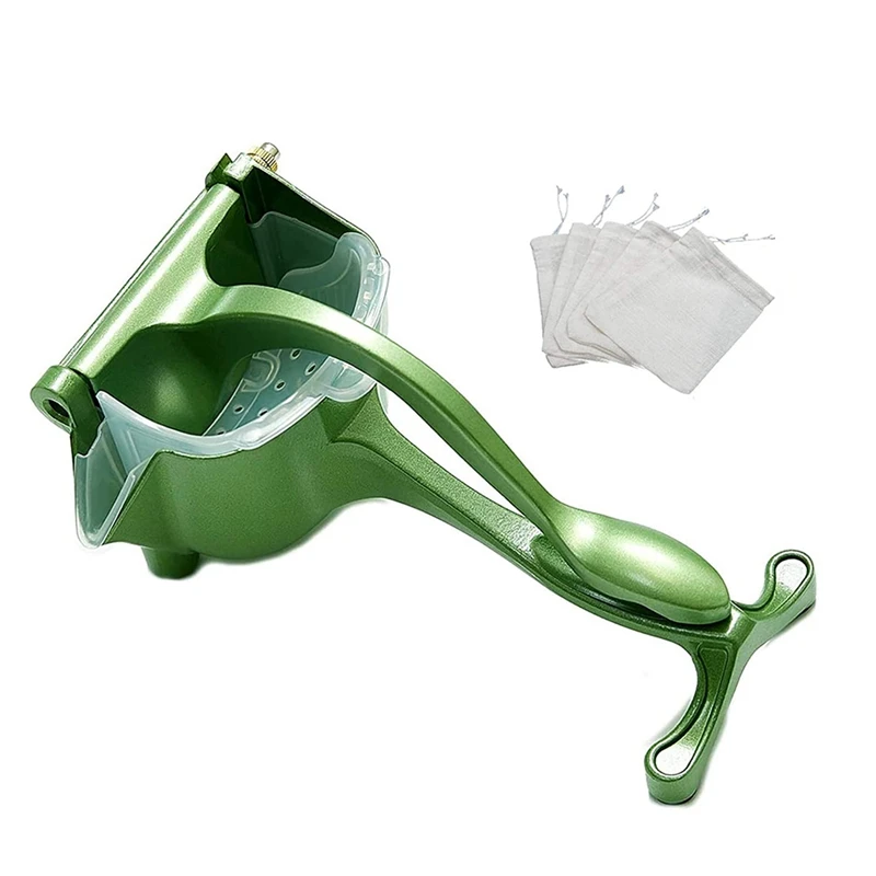 

Manual Fruit Juicer, Aluminum Alloy Heavy Duty Lemon Press Squeezer Extractor Tool, Includes Filter Bags