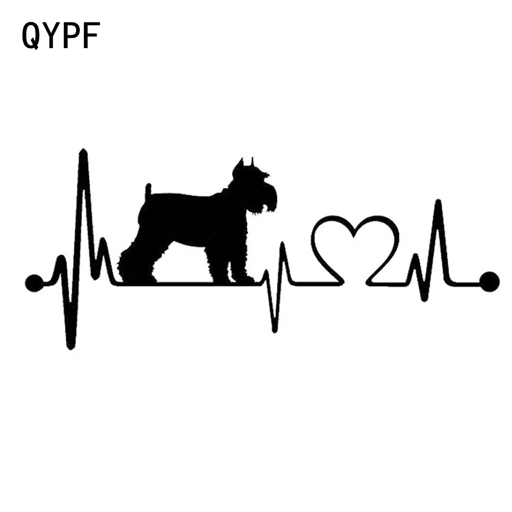 

QYPF Schnauzer Heartbeat Dog Car Stickers Waterproof Vinyl Decal Car Styling Bumper Decoration Black/Silver S1-0730