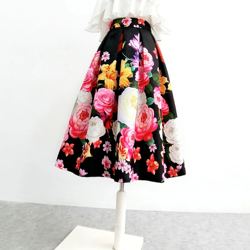 Retro Spring 2023 Jacquard Printed Ball Gown Skirt Women Elegant High Waist Party Princess