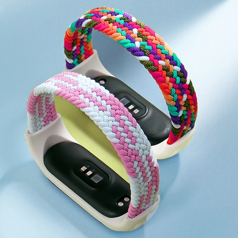 Ремешок нейлоновый для xiaomi Mi band 6 браслет наручных часов с соло-петлей смарт-часов