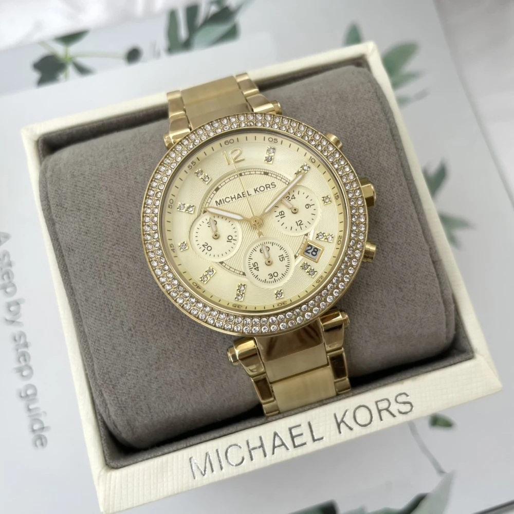 Фото Женские роскошные дизайнерские наручные часы Michael Kors Parker Series MK-5632, водонепроницаемые часы с бриллиантами, модный изысканный подарок для подруги №1