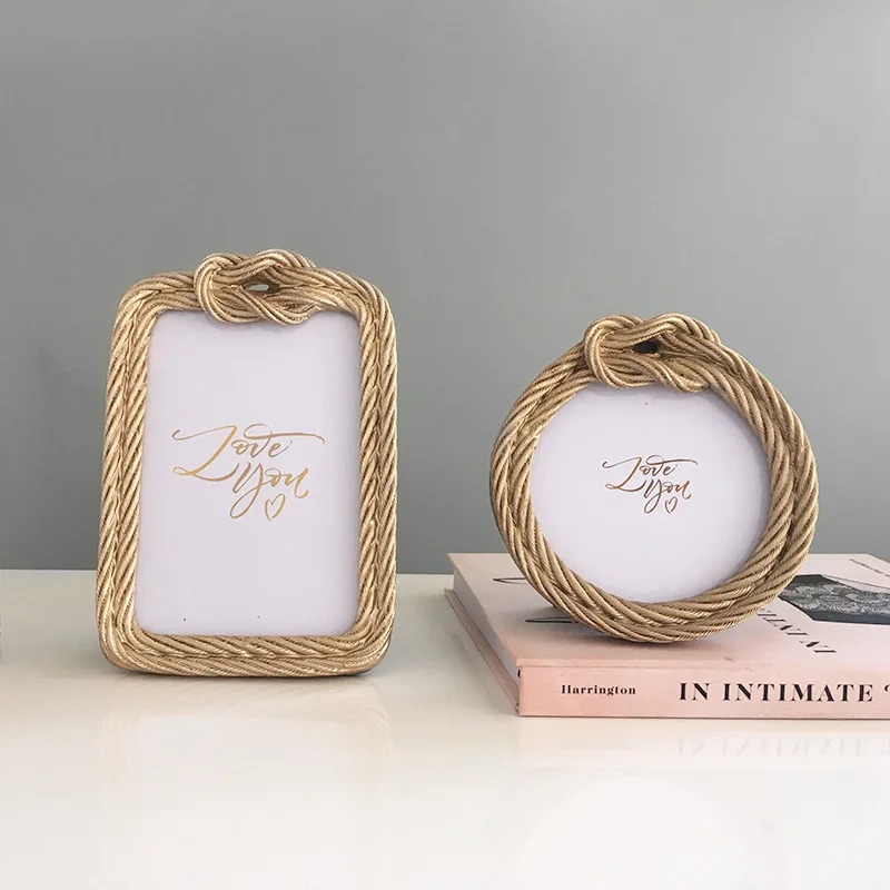

European 6-inch linen resin photo frame desktop decoration