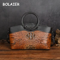 blauer womens vintage handbag 2022 brown crocodile shoulder bag dinner premium leather ladies handbag designer free shipping