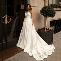 luxurious strapless wedding dresses for women a line backless satin wedding gown for bride 2022 popular vestidos de novia