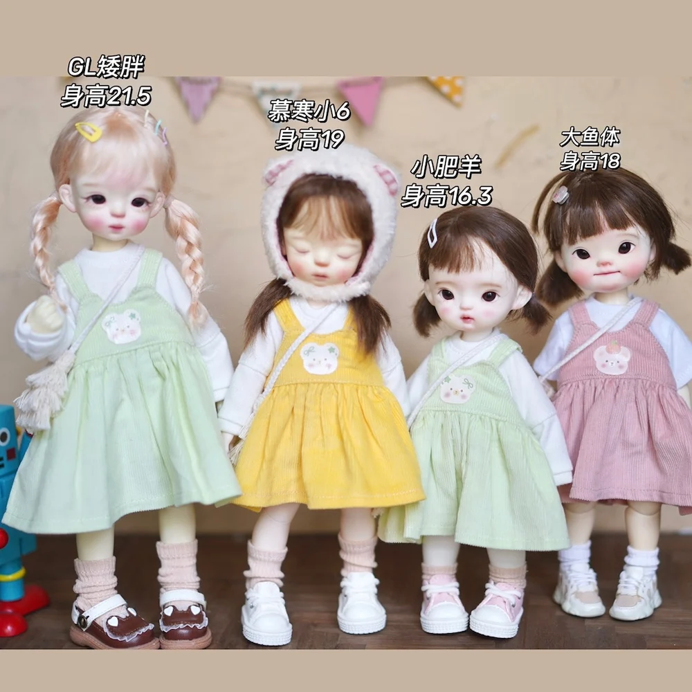 Платье для куклы BJD юбка жилета с принтом Вельветовая на подтяжках 1 \ 6 баллов