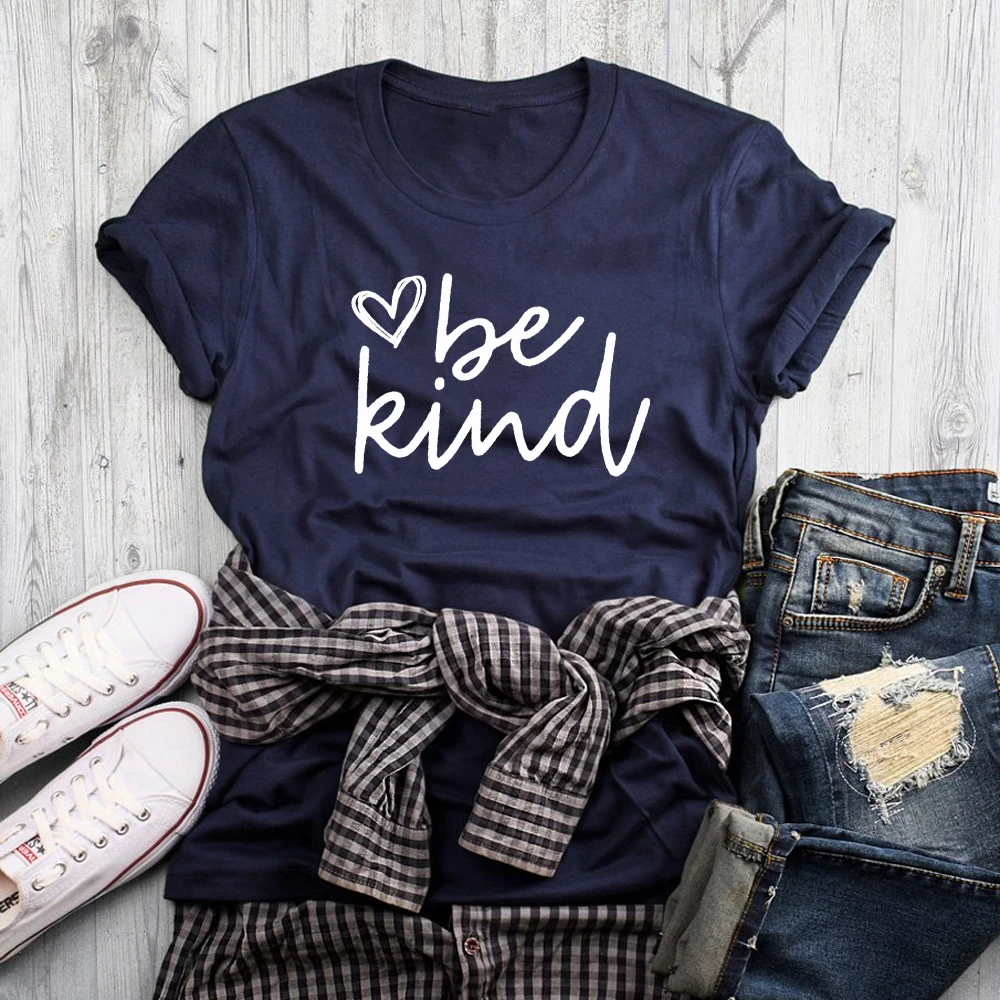 

Be Kind Heart Printed T-shirt Scripture Women Christian Jesus Tshirt Casual 90s Graphic Motivational Kindness Tee Top Drop Ship