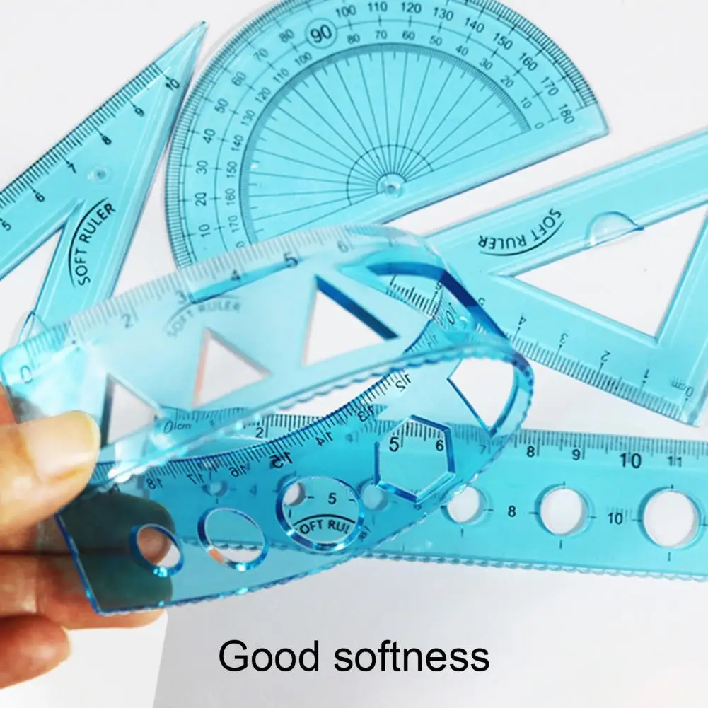 1 Set Student Ruler Set Math Geometry Tool Set Flexible Precision Scale Plastic Centimeters Geometry Ruler Set Office Supplies