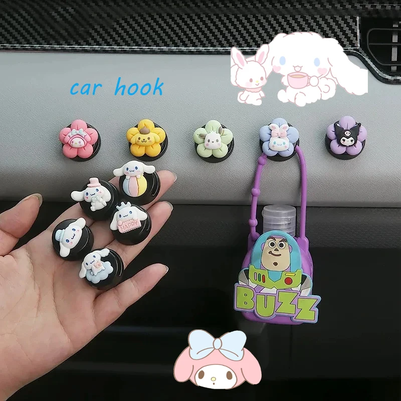 

5pcs Sanrio Kawaii My Melody Car Hook Cartoon Kulomi Car Front Row Hook Car Accessories Storage Car Accessories Paste Hook