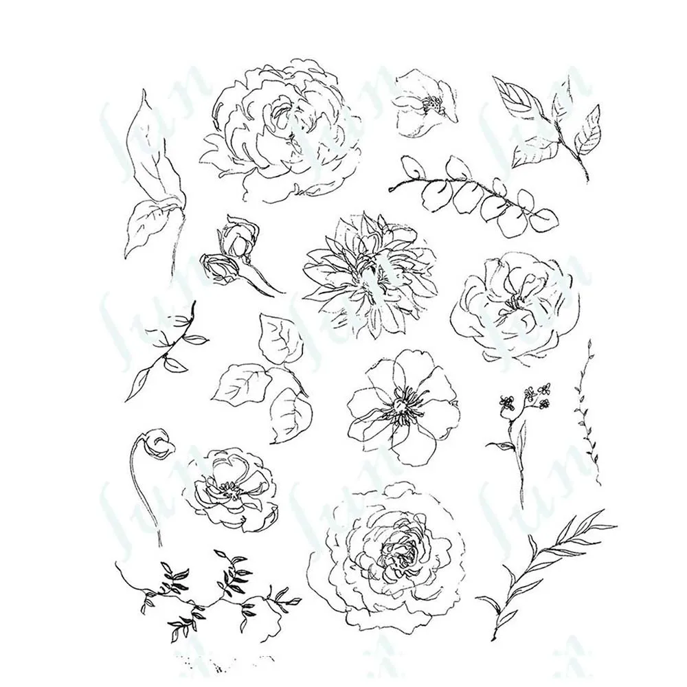 

Reusable Floral Elements Flower Silicone Clear Stamps Handmade Embossing Diy Greeting Cards Making Scrapbook Photo Album Crafts