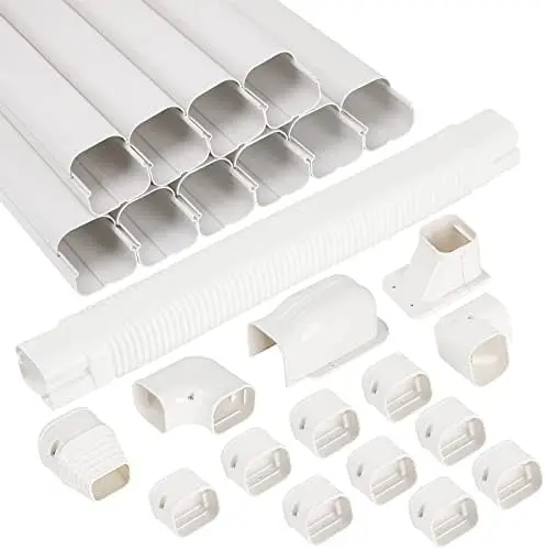 

3" W x 16.1Ft L Line Set Cover Kit for Ductless Mini Split Air Conditioners, PVC Decorative Cover for Central AC and Heat S