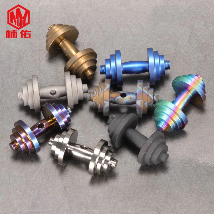 

1 PC Titanium Alloy Dumbbell Pendant Paracord Knife Bead Necklace Pendant Bracelet Pendant EDC Muscle Man Macho