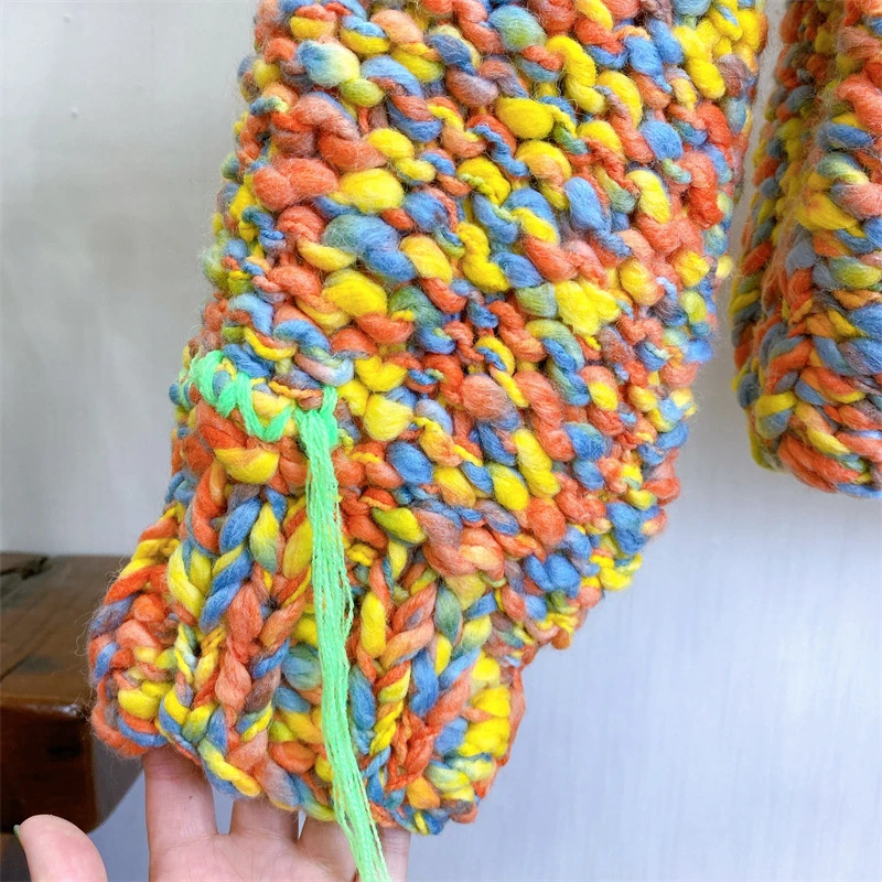 Женский яркий кардиган ручной работы Вязаный топ на зиму новинка 2023 года в Y2k