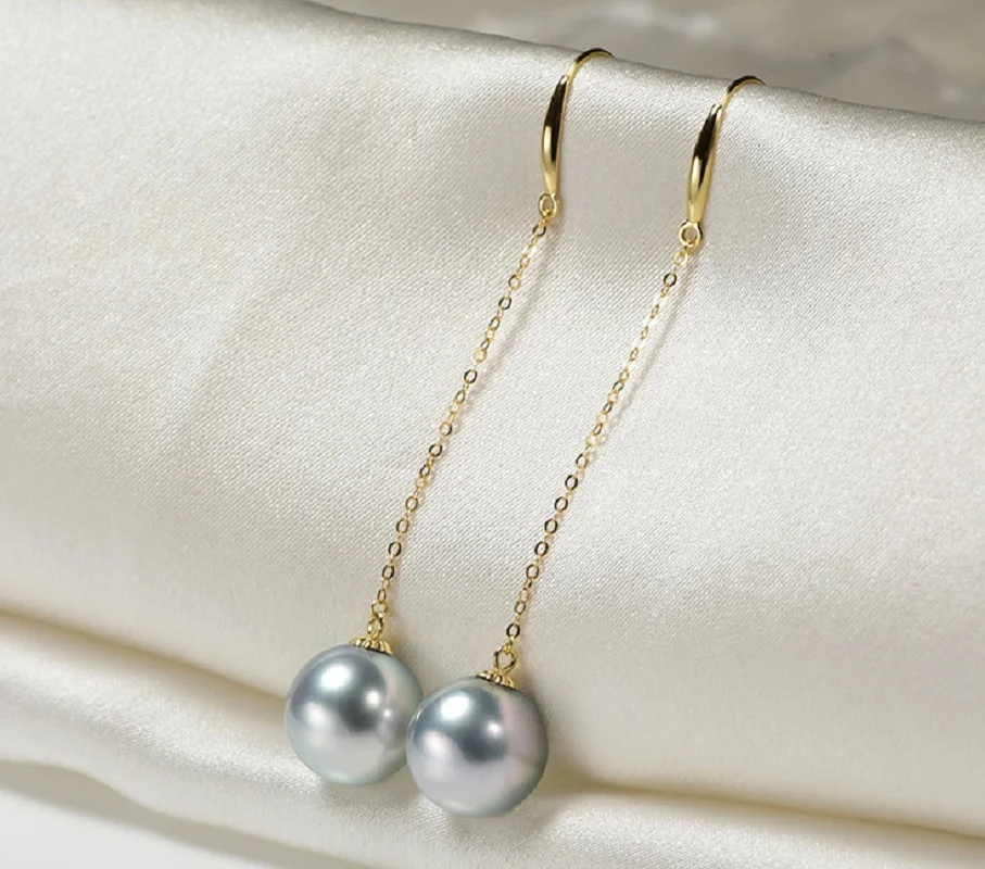 

Женские длинные серьги с жемчугом, серебро 925 пробы, 11-12 мм