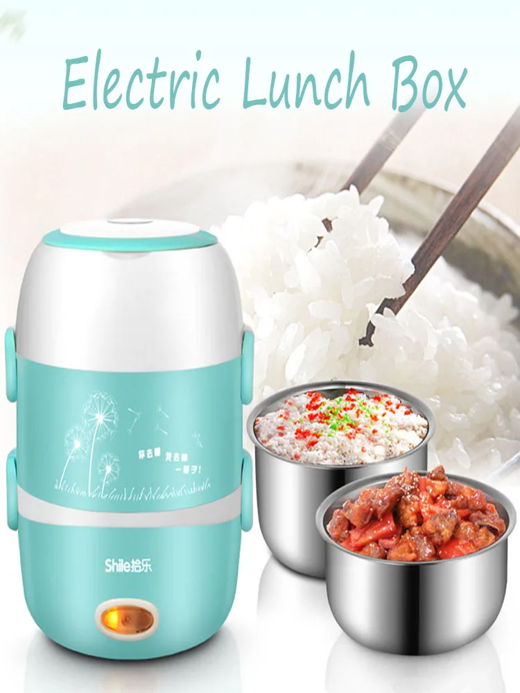

Electric Lunch Box Cooking Steaming Lunch Heater Box Mini Rice Cooker Office Home Food Steamer with Steel Bowl Kichen Container