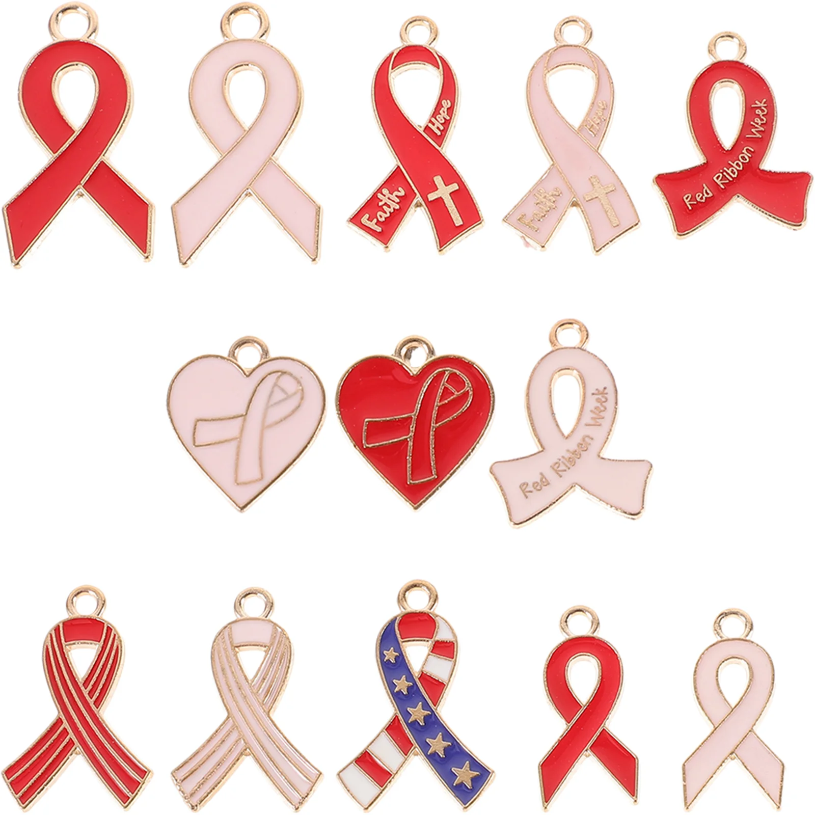 

26Pcs Decorative Ribbon Charms Earrings Bracelets Necklaces DIY Charms AIDS Awareness Jewelry Charms